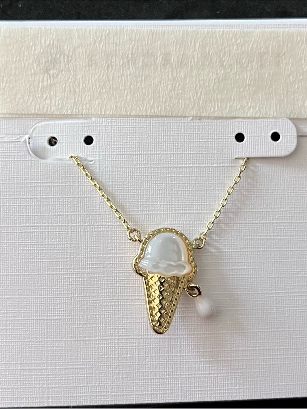 Kendra Scott Gold-tone Ice Cream Cone Necklace with White Enamel